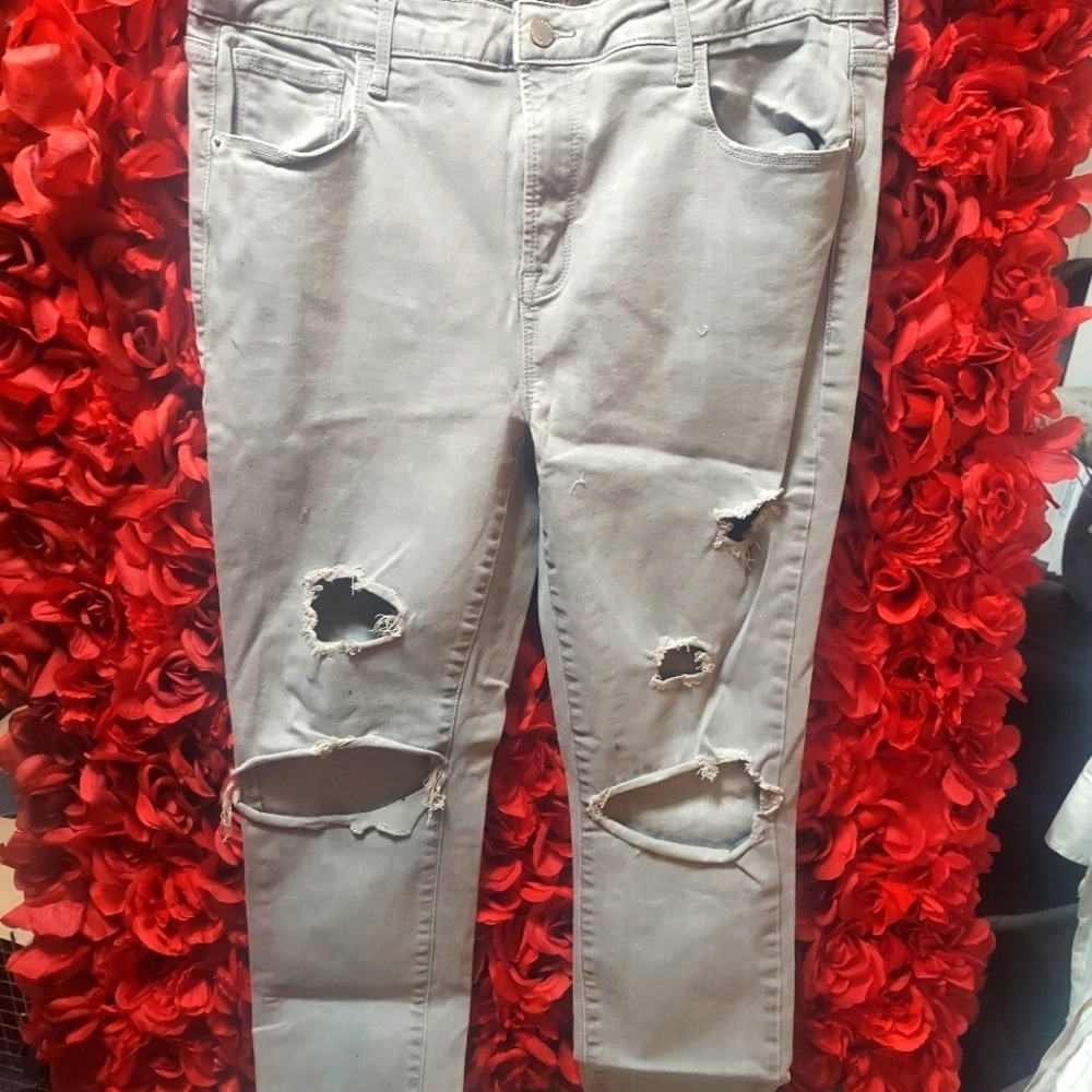 Old Navy Women's Rockstar Gray Cut out Jeans Size 16